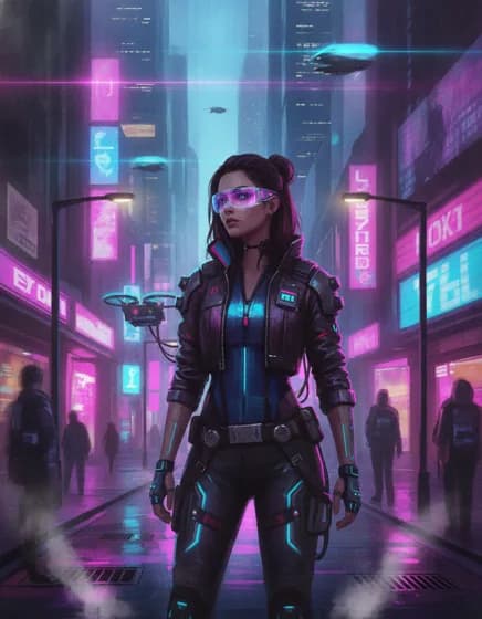 A frame generated in the Cyberpunk style